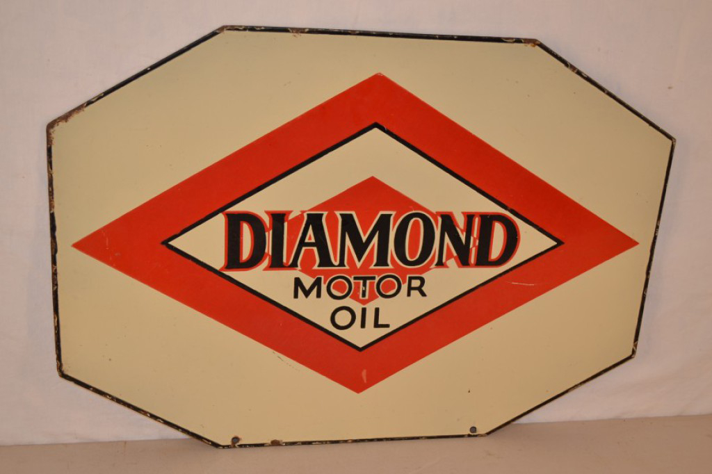 Vintage DIAMOND Oil can logo Advertising Motor Oil Spout Wood Handle  Winfield